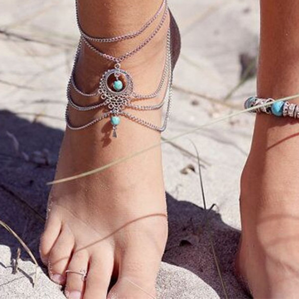 Vintage Turquoise Beads Anklet One Leg Jewellery Payal  Anklets Free  Delivery India