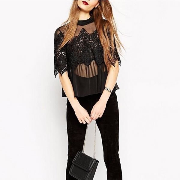 Littledesire Solid Floral Lace Tops, Western Wear, Tops Free Delivery ...