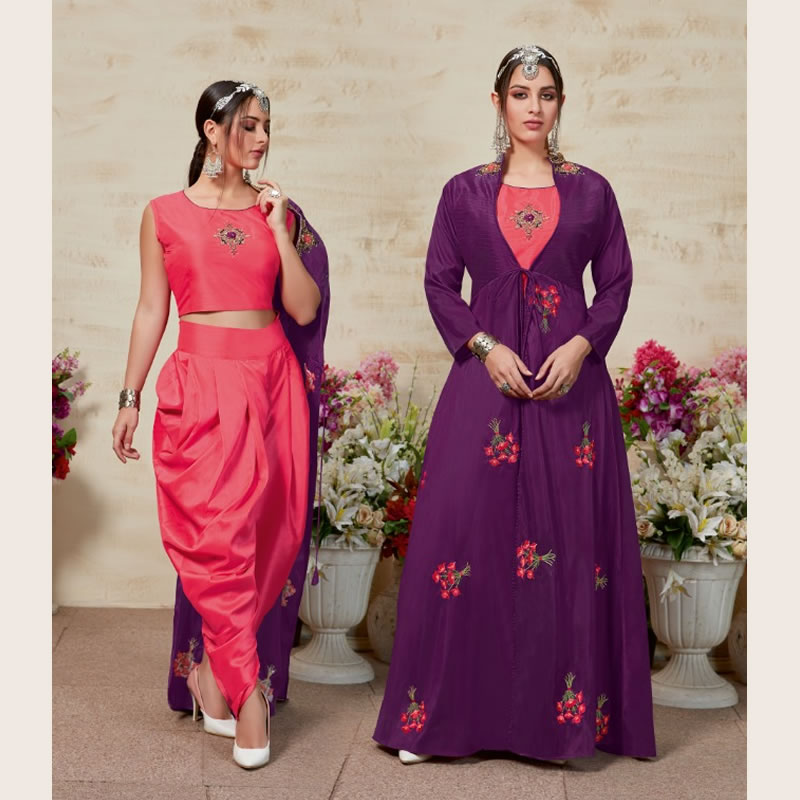 crop top dhoti pants with shrug