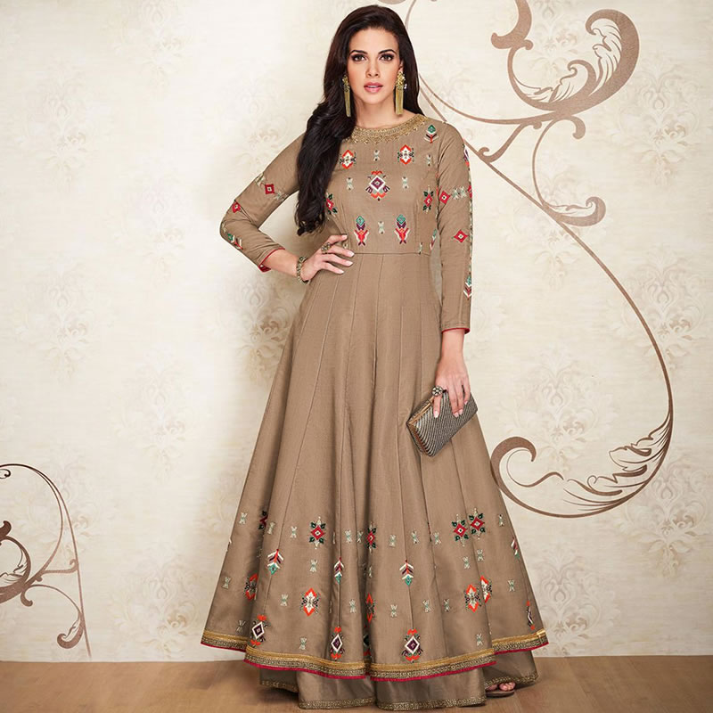 Littledesire Soft Silk Embroidered Designer Gown, Ethnic Wear, Party ...