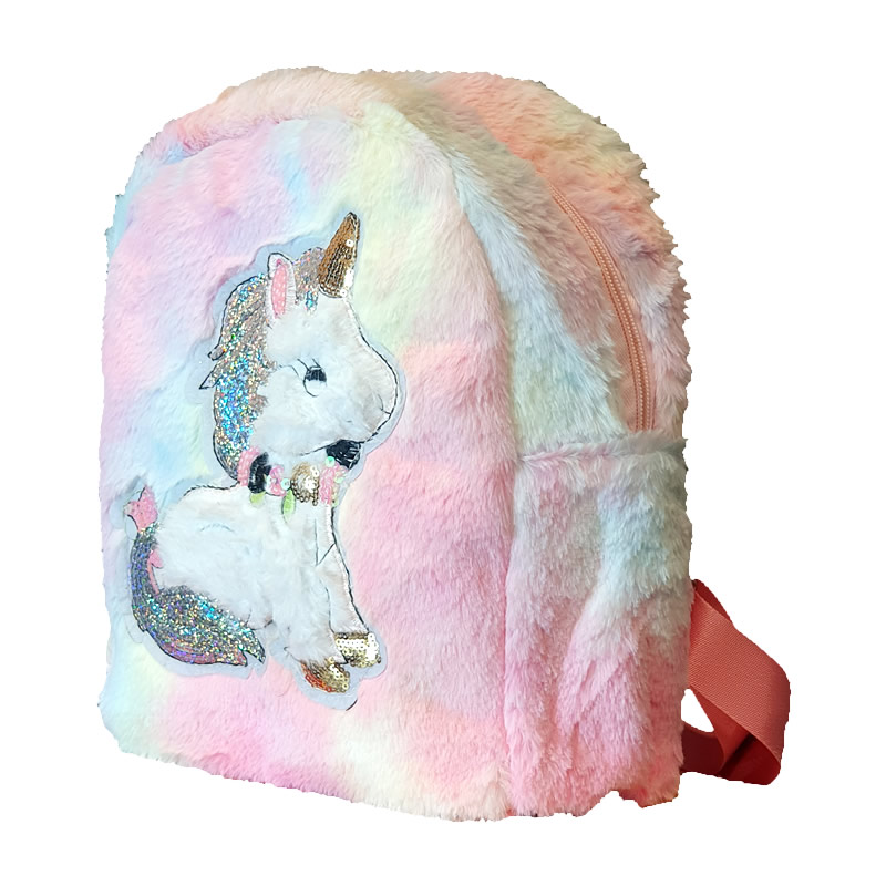 Cute Unicorn Faux Fur Rainbow Shoulder Backpack , Bags & Wallets ...