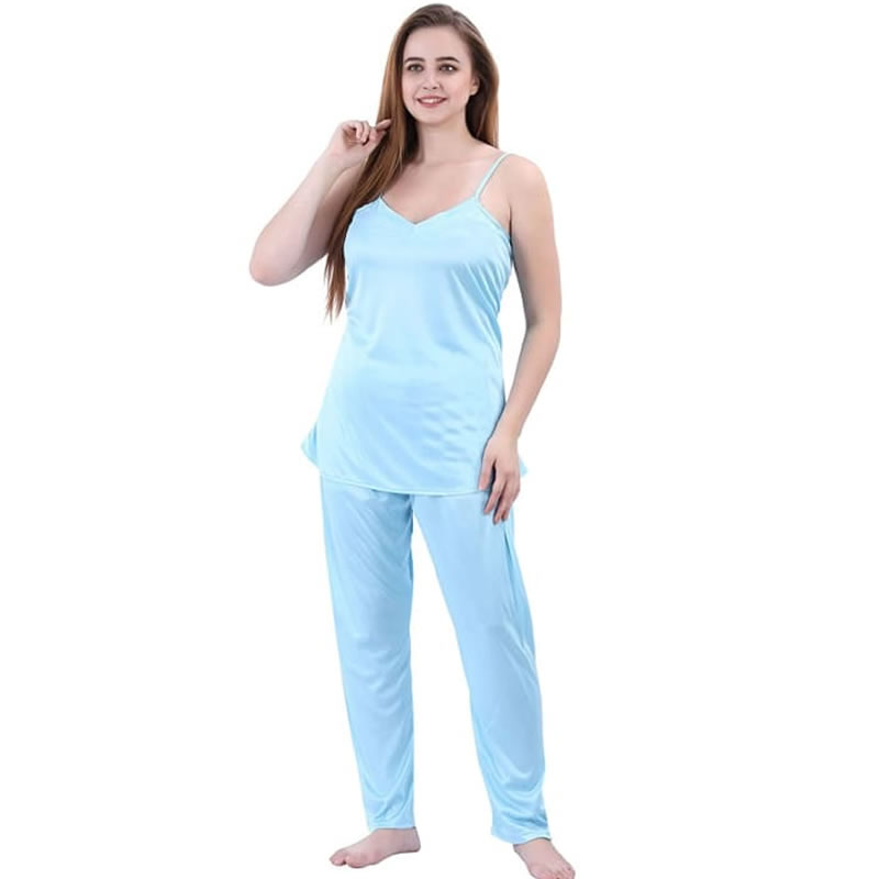 Plain Sleeveless Top & Pajama Set for Women, Lingerie, Pajama Sleepwear ...