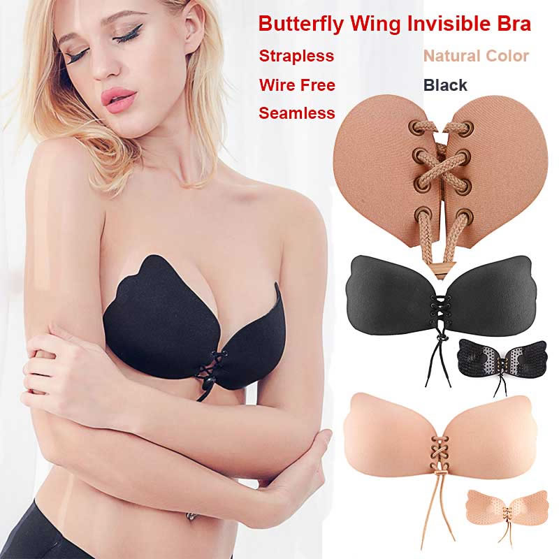 Women Invisible Bras Butterfly Wing Silicone Sexy Bra Adhesive Bras  Strapless Backless Self Bras Shell Push Up Bra LDH198 From 2,76 €