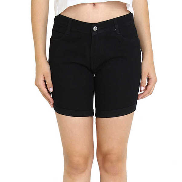 Littledesire Mid-Rise Denim Stretchable Solid Black Girls Shorts, Western  Wear, Shorts & Skirts Free Delivery India.