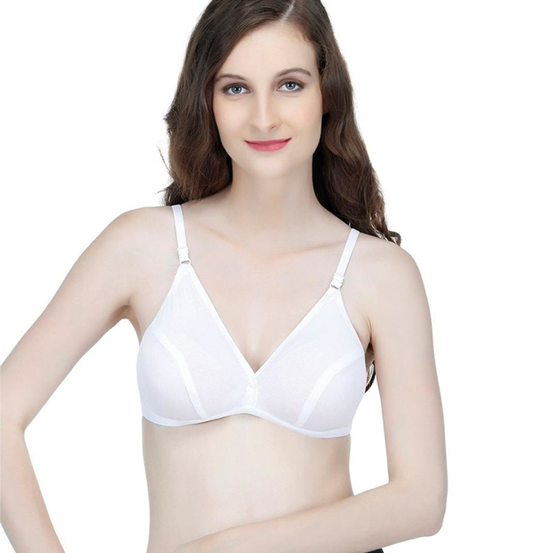 Regular Daily Wear White Black Hosiery Bra - 2 pcs