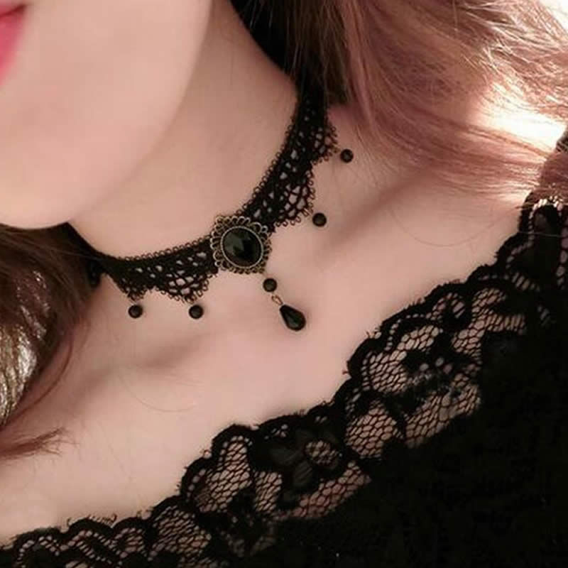 Buy Jewels Galaxy Stunning Designed Black Lace  Pearl Necklace With Black Tattoo  Necklace Bracelet  Ring Combo For WomenGirls Online at Low Prices in  India  Paytmmallcom