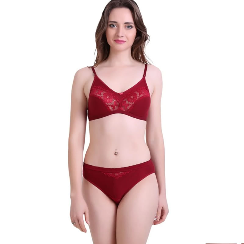 Floral Lace Maroon And Black Lingerie Sets Pack Of 2 Lingerie Bra And Panty Sets Free Delivery