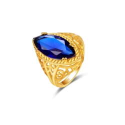 Littledesire Marquise Cut Blue Zircon Yellow 925 Ring