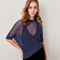 Littledesire Blue Crew Neck Hole Knitwear 