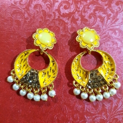 Chandbali Pearl White Flower Design Earrings