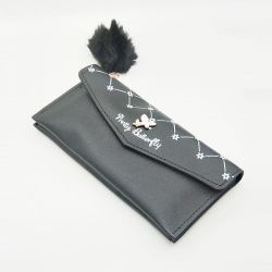 Butterfly Design Puff Ball Clutch Hasp Wallet