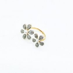 Gold Plated Zircon Plated Floral Finger Ring