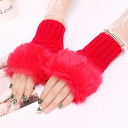 Winter Gloves Faux Rabbit Fur