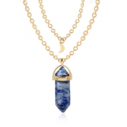 Short Bullet Natural Crystal Stone Pendant Clavicle Necklace 