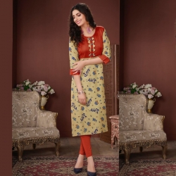 Littledesire Floral Print Round Neck Straight Kurta