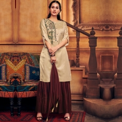 Littledesire Embroidered Straight Kurta With Sharara & Dupatta 