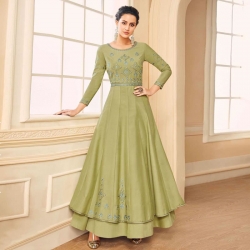 Littledesire Embroidered Work Floral Design Silk Gown