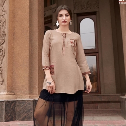 Boat Neck Embroidered Work Short Kurti Top