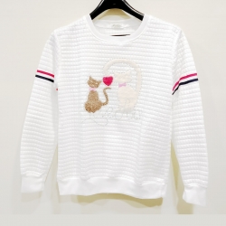 Boat-Neck Long Sleeve Heart Print Soft Winter Top