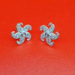 Silver Color Zircon Flower Earrings