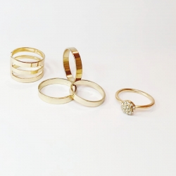 5 Pcs/Set Simple Wave Mid Stacking Vintage Wide Finger Rings 