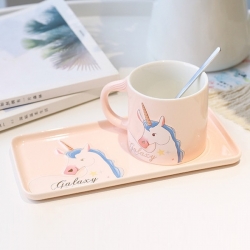 Stylish Unicorn Coffee Cup , Tray With Spoon for kids