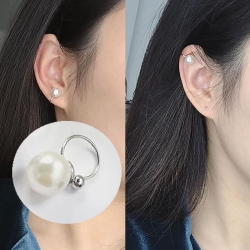 Elegant Pearl U-shaped Ear Clip Insert without Ear Piercing 1 pcs
