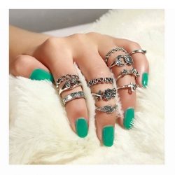 Vintage Moon Flower leaf Ring 11Pcs/Set