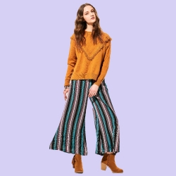  Stripe Loose Long Wide Legs Pants