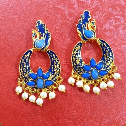 Peacock Design Chandbali Pearl Earrings