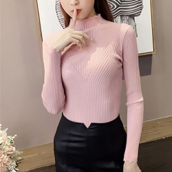 Solid Print Half Collar Slim Fit Sweater 