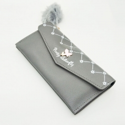 Butterfly Design Puff Ball Clutch Hasp Wallet