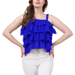 Littledesire Sleeveless Ruffle Crop Top 