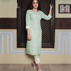 Designer Chikankari Work Straight Kurta With Pant 