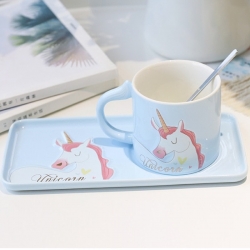 Stylish Unicorn Coffee Cup , Tray With Spoon for kids