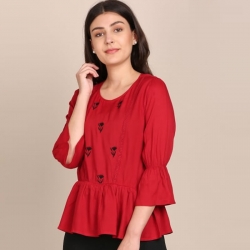 Classic Front Yoke Embroidered Top