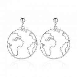 Creative Design World Map Round Hollow Earrings