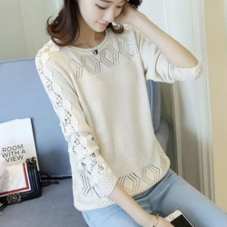 Boat-Neck Style Casual Flat Knitted Top