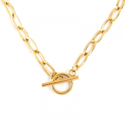 Littledesire Golden Paperclip Link Chain Choker Necklace