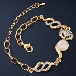 Littledesire Crystal Stone Gold Color Alloy Chain Bracelet 