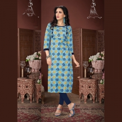 Littledesire Floral Print Round Neck Straight Kurta