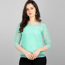 Round Neck High Quality Fashion Lace Sea Green Top