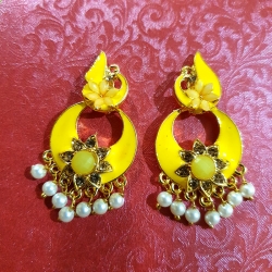 Flower Design Chandbali Pearl Earrings