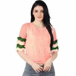 Women Round Neck Floral Lace Top