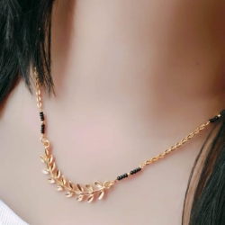 Stylish Leaf Design Fashionable Golden Plated Mangalsutra