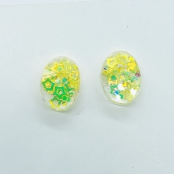 Sequins Glass Stud Oval Earrings