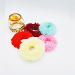 Soft Fluffy Fur Elastic Multicolour Hair Rubber Bands Pack of 5