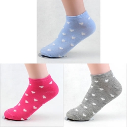 Candy Color Heart Shape Socks (3 Pair)