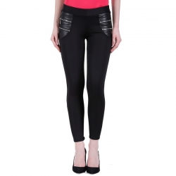 Littledesire  Black Stretchable Zipper Jeggings 