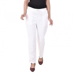 Littledesire Women Cotton Slub Best Stylish White Trouser 